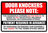 No Soliciting sign Decal Sticker $50 per minute Door Knockers Funny window 9.3" - OwnTheAvenue