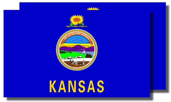 Kansas KS Flag 2 Pack Lot of Vinyl Stickers