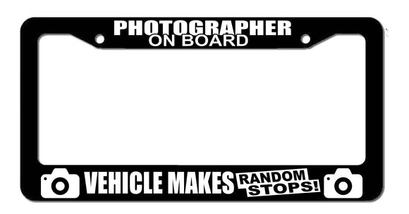 Photographer on Board Vehicle Makes Random Stops Funny License Plate Frame