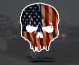 Skull American Flag USA Biker Trucker Helmet Choose Size Vinyl Sticker Decal - OwnTheAvenue
