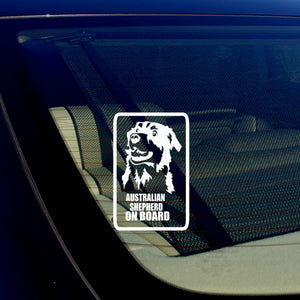 Australian Shepherd On Board Car Window Bumper White Decal Sticker 5" #S43 - OwnTheAvenue