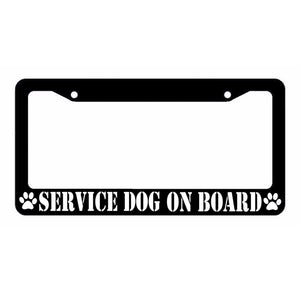 Service Dog on Board Auto Black License Plate Frame - OwnTheAvenue
