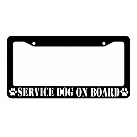 Service Dog on Board Auto Black License Plate Frame - OwnTheAvenue