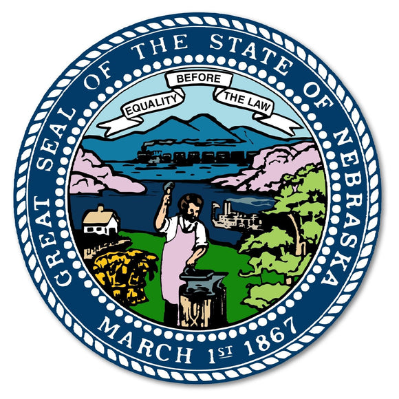 Seal of Nebraska Car Truck Window Bumper Laptop Cup Cooler Vinyl Sticker Decal