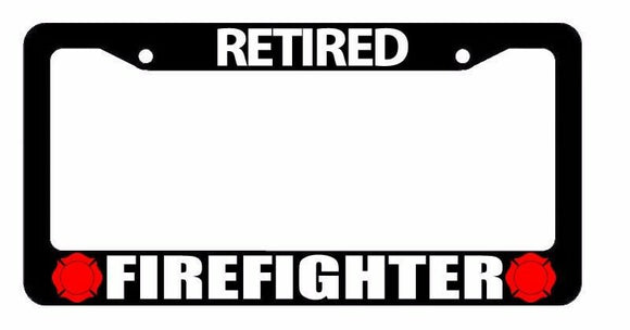 RETIRED Firefighter Patriotic US PRO Love Black License Plate Frame RFF - OwnTheAvenue