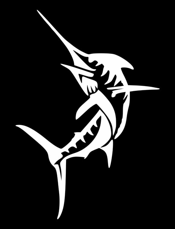 Swordfish Saltwater Decal Fishing Cup Laptop Car Window Bumper Truck White