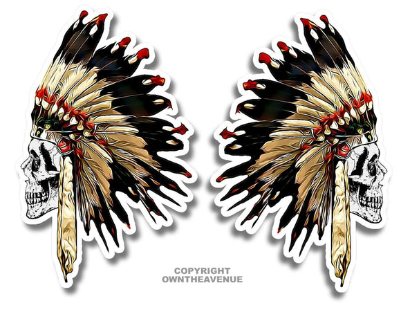 Indian Chief Skull Logo Vinyl Decal Sticker Truck Window Bumper Wall LR