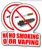 No Smoking Or Vaping Store Shop Retail Business Vinyl Sticker Decal 4" - 2 Pack