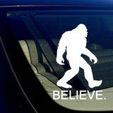 BELIEVE Bigfoot Yeti Sasquatch Vinyl Decal Sticker 7.5" Inches Tall White - OwnTheAvenue