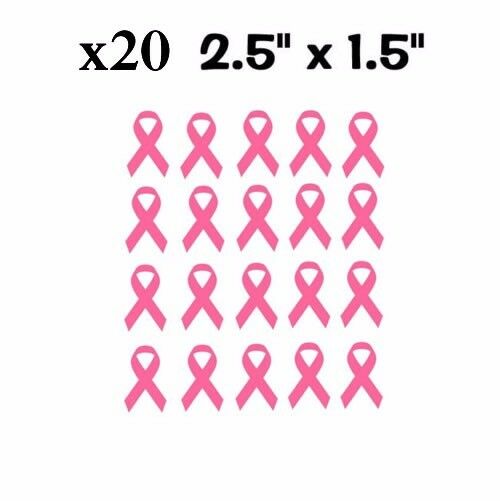 x20 Breast Cancer Ribbons Pink Awareness Pack Vinyl Decal Stickers 2.5