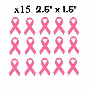 x15 Breast Cancer Ribbons Pink Awareness Pack Vinyl Decal Stickers 2.5" x 1.5" - OwnTheAvenue