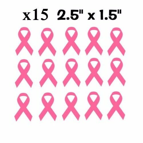 x15 Breast Cancer Ribbons Pink Awareness Pack Vinyl Decal Stickers 2.5