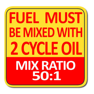 V2 50:1 2-Cycle Oil Fuel Mix Ratio Sticker Decal Chain Saw Weed Trimmer Gas 2.2"