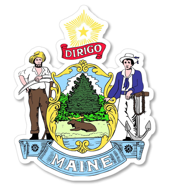 Maine Coat of Arms Flag ME Car Truck Window Bumper Laptop Vinyl Sticker Decal 4