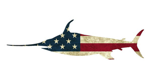 USA Flag Swordfish Saltwater Sticker Fishing Cup Laptop Car Window Bumper Cooler