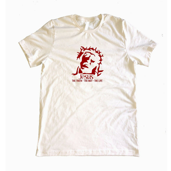 Jesus The Truth The Way The Life Bible Religious Cream Red Model642 Tee T Shirt - OwnTheAvenue