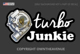 Turbo Junkie JDM Racing Drifting Race Drift Funny Drag Vinyl Sticker Decal 5"