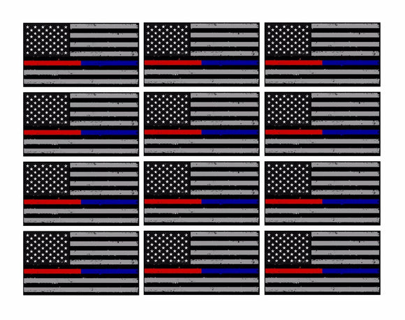 x12 Subdued Blue & Red NonRef Tattered Flag 3