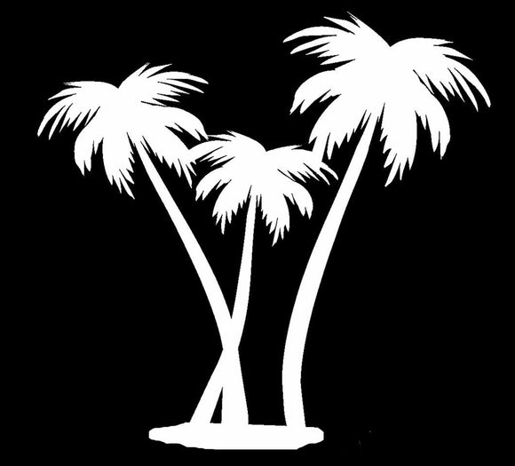 Palm Trees Beach Ocean Paradise Island Surfing White Vinyl Decal Sticker 4