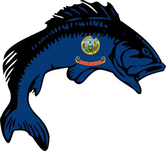 Idaho ID Flag Bass Fish Fishing Car Truck Window Bumper Cup Auto Vinyl Sticker