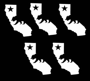Set of 5 - California Republic Cali State Cali Bear Decal Sticker 4" Model #5ST - OwnTheAvenue