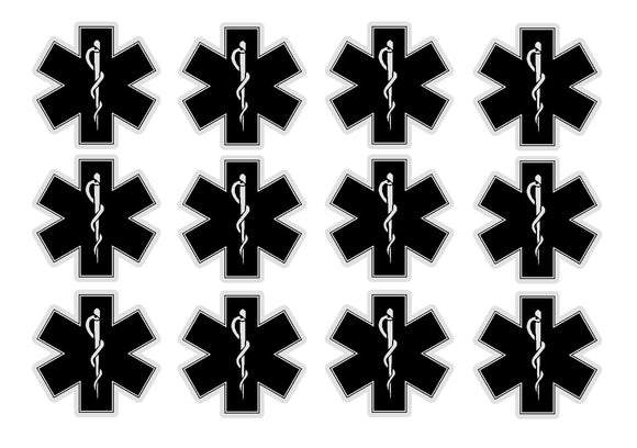 Star Of Life EMT EMS Vinyl Window Decal / Sticker – Black & White – Oracal