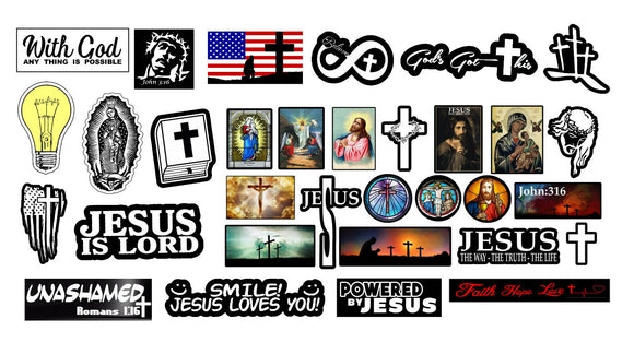 15 Random Christian Jesus Christ God Bible Car Vinyl Decal stickers Pack Lot A09