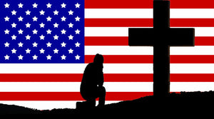 American Flag USA Prayer Cross Jesus Christian Christ Car Bumper Laptop Sticker - 4" Inches Long