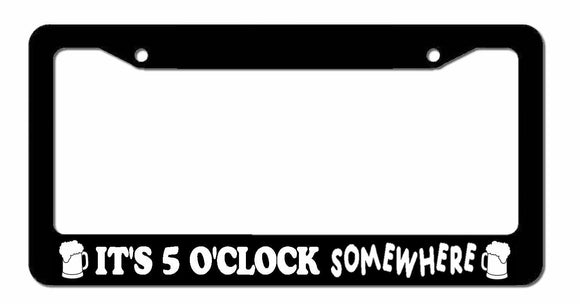 It's 5 O Clock Somewhere Funny Beer Brew Construction Worker License Plate Frame