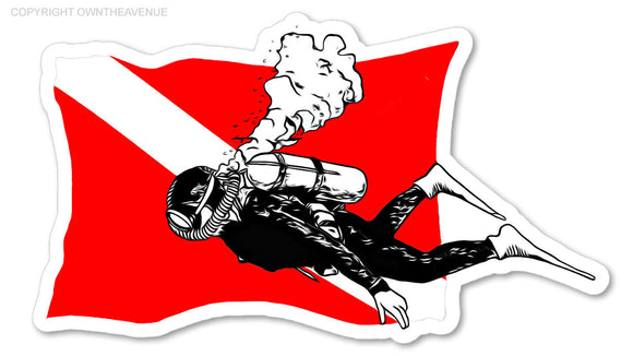 Scuba Flag With Diver Diver Down Flag Dive Flag Vinyl Decal Sticker 4