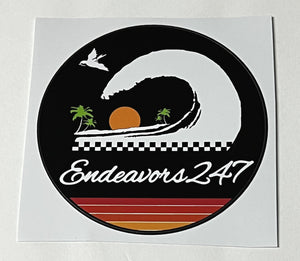 Endeavors247 Surfing Surf Ocean Beach Waves 70's Synth Vibe Vinyl Sticker Decal