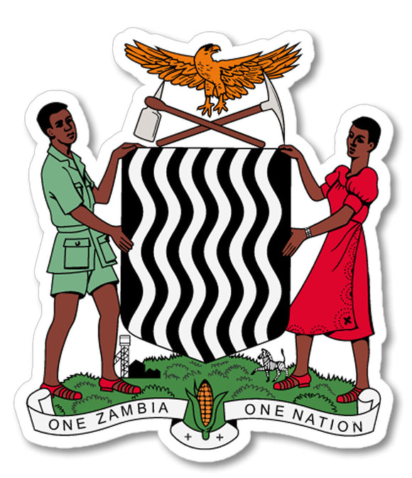 Zambian Coat of Arms Zambia Flag ZMB ZM Car Truck Bumper Vinyl Sticker Decal 4