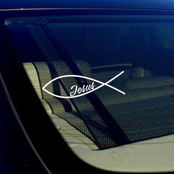 JESUS FISH Vinyl Decal Sticker Car Window Bumper God Religious Symbol Cross 4