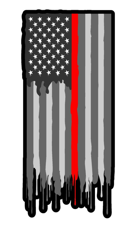 Support Firefighters Red Lined Flag Vinyl Decal Sticker Subdued Model 5