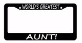 Worlds Best Aunt Auntie Love Pride Black License Plate Frame WBA - OwnTheAvenue