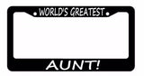 Worlds Best Aunt Auntie Love Pride Black License Plate Frame WBA - OwnTheAvenue