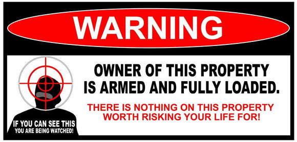 Owner Armed Warning Sticker 2nd Amendment Decal Gun Firearm 6