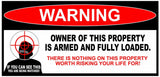 Owner Armed Warning Sticker 2nd Amendment Decal Gun Firearm 6" Inches Long - OwnTheAvenue