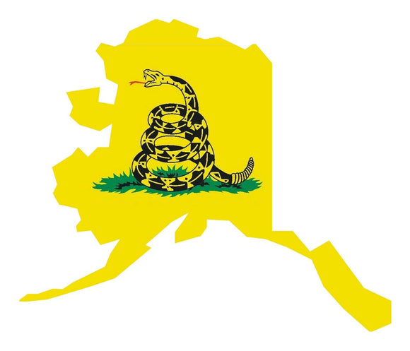 Alaska AK State Outline Gadsden Flag Vinyl Sticker - OwnTheAvenue