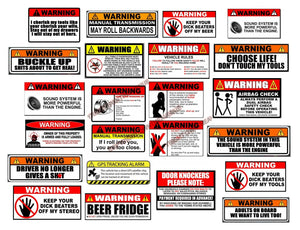 10 Random Funny Warning Construction Mechanic Toolbox JDM Racing Vinyl Sticker - OwnTheAvenue