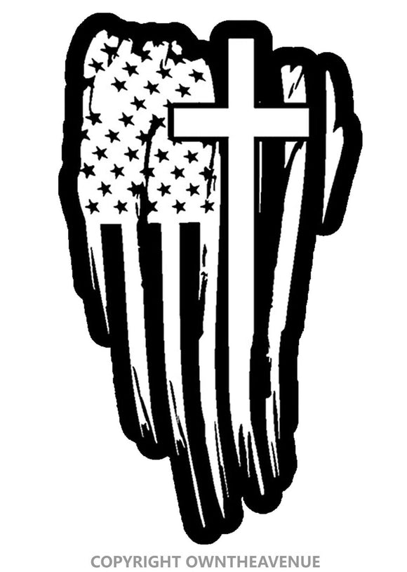 American Flag Cross sticker decal Christian Jesus 5