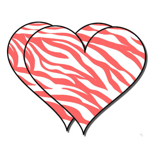 Two Pack Zebra Print Heart Pink Pattern Sticker Decal 4" FC2N4 - OwnTheAvenue