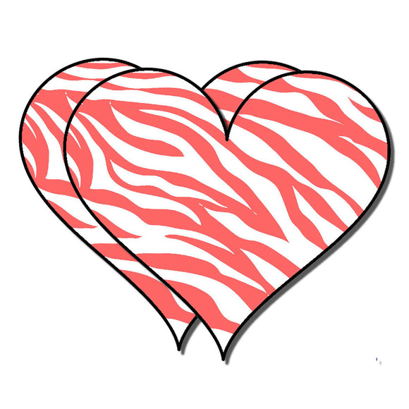 Two Pack Zebra Print Heart Pink Pattern Sticker Decal 4