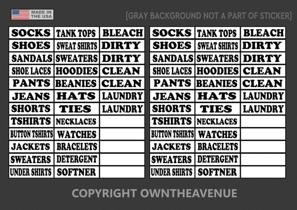 Closet Laundry Bedroom Vinyl Sticker Labels For Organizing Labeling Decals 72PCS - OwnTheAvenue