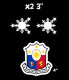 Philippine Flag Sun And Stars Philippino + Coat of Arms Decal Stickers 4" 3 PACK - OwnTheAvenue