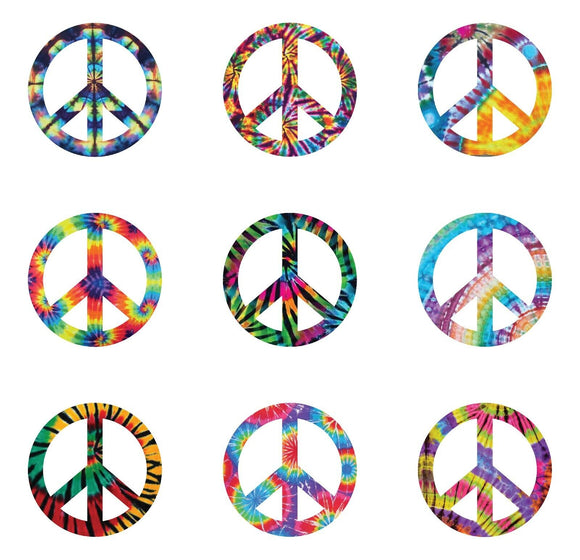 Peace Sign Tie Dye Sticker Decal Pack Vinyl Hippie Love Groovy 2