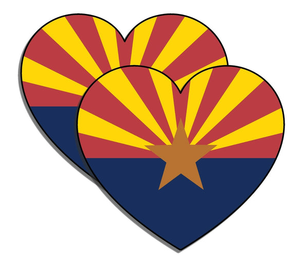 Arizona Flags Heart Love Vinyl Stickers - 2 Pack