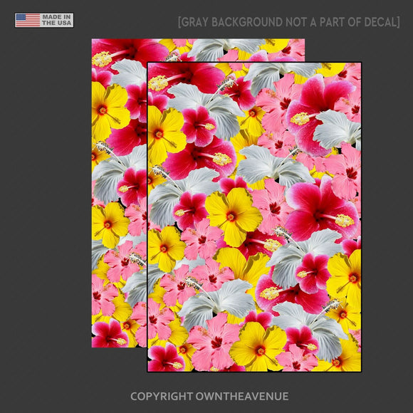 Hawaiian Hibiscus Flowers Pattern Sticker Bomb Wrap Sheet 2 Pack
