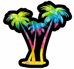 Palm Trees Beach Ocean Paradise Island Surfing Tie Dye Hippie Vinyl Sticker 4"