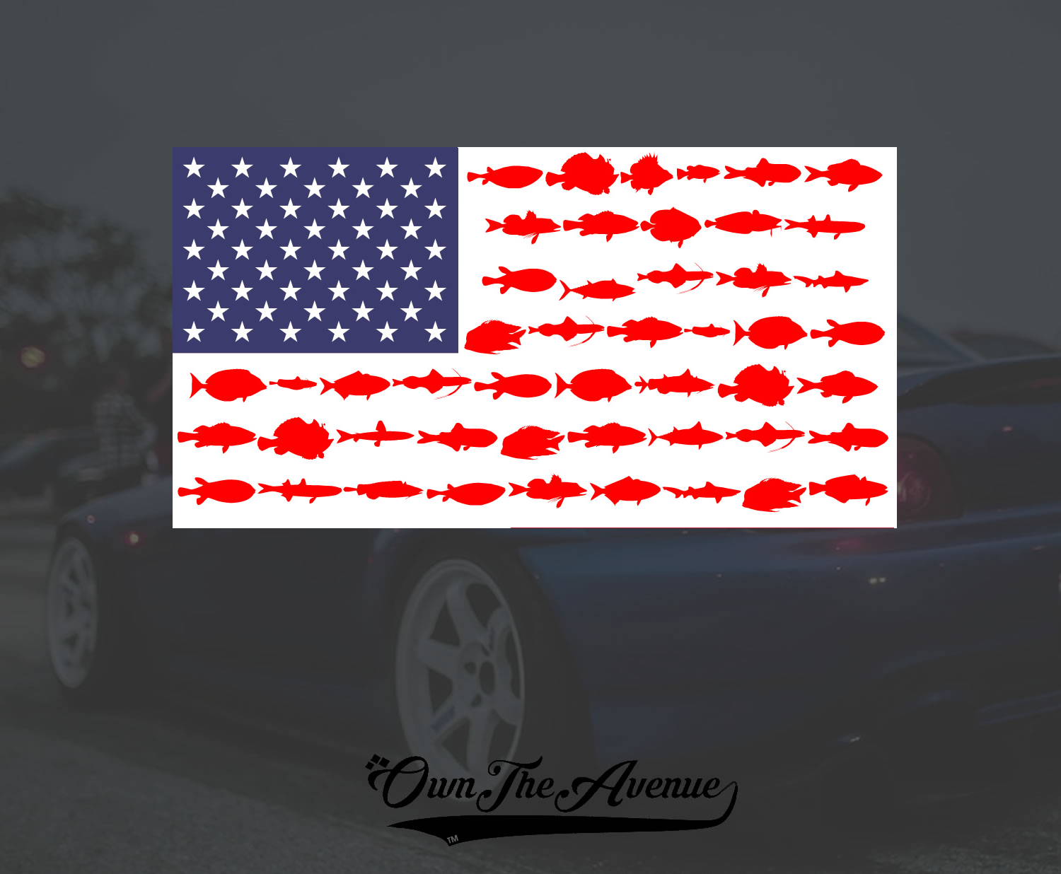 Flag Fish Sticker American Flag Fish Decal